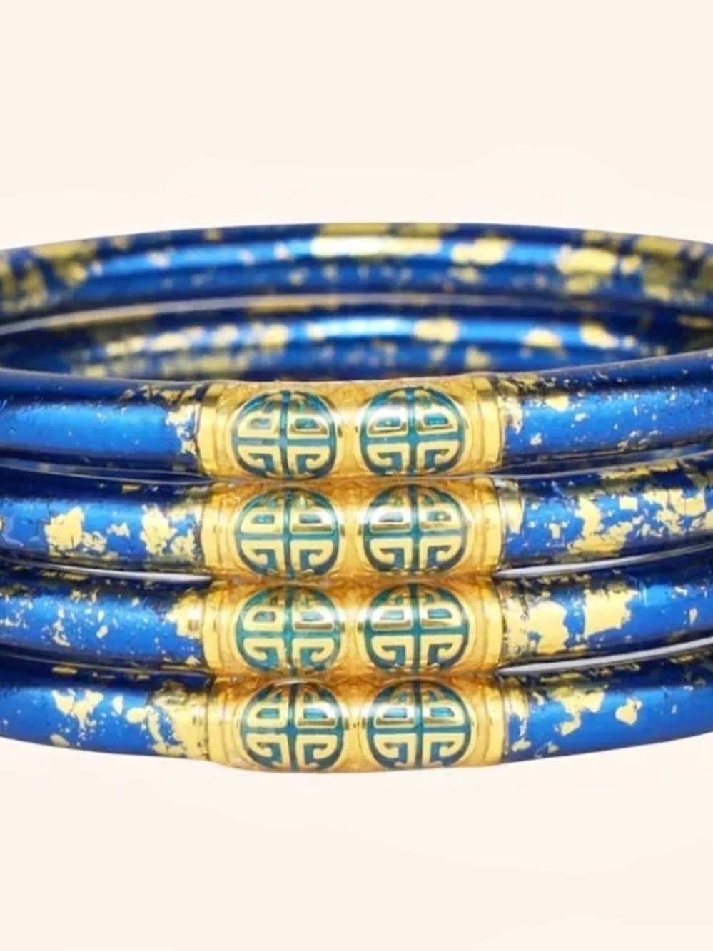 BuDhaGirl KOI Saffir All Weather Bangles (Set of 4) Blue & Gold Bangle Bracelet